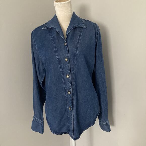 Double D Ranchwear Women's Western Denim Long Sleeve Shirt Button up Size Small - Picture 1 of 13